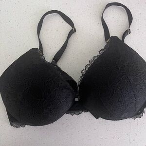 Victoria Secrets black lace push up bra 36D